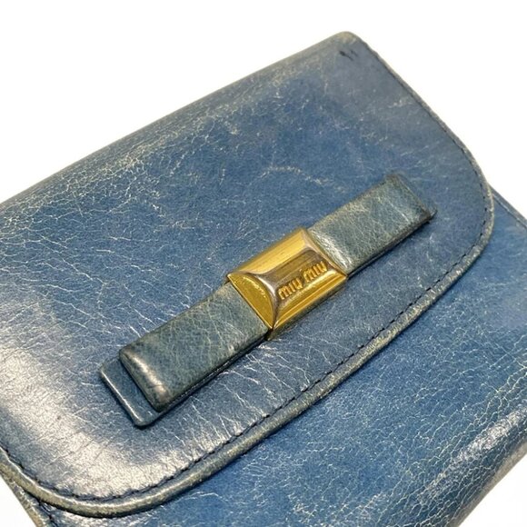 Auth miumiu - Blue Leather Trifold Wallet - Picture 11 of 12